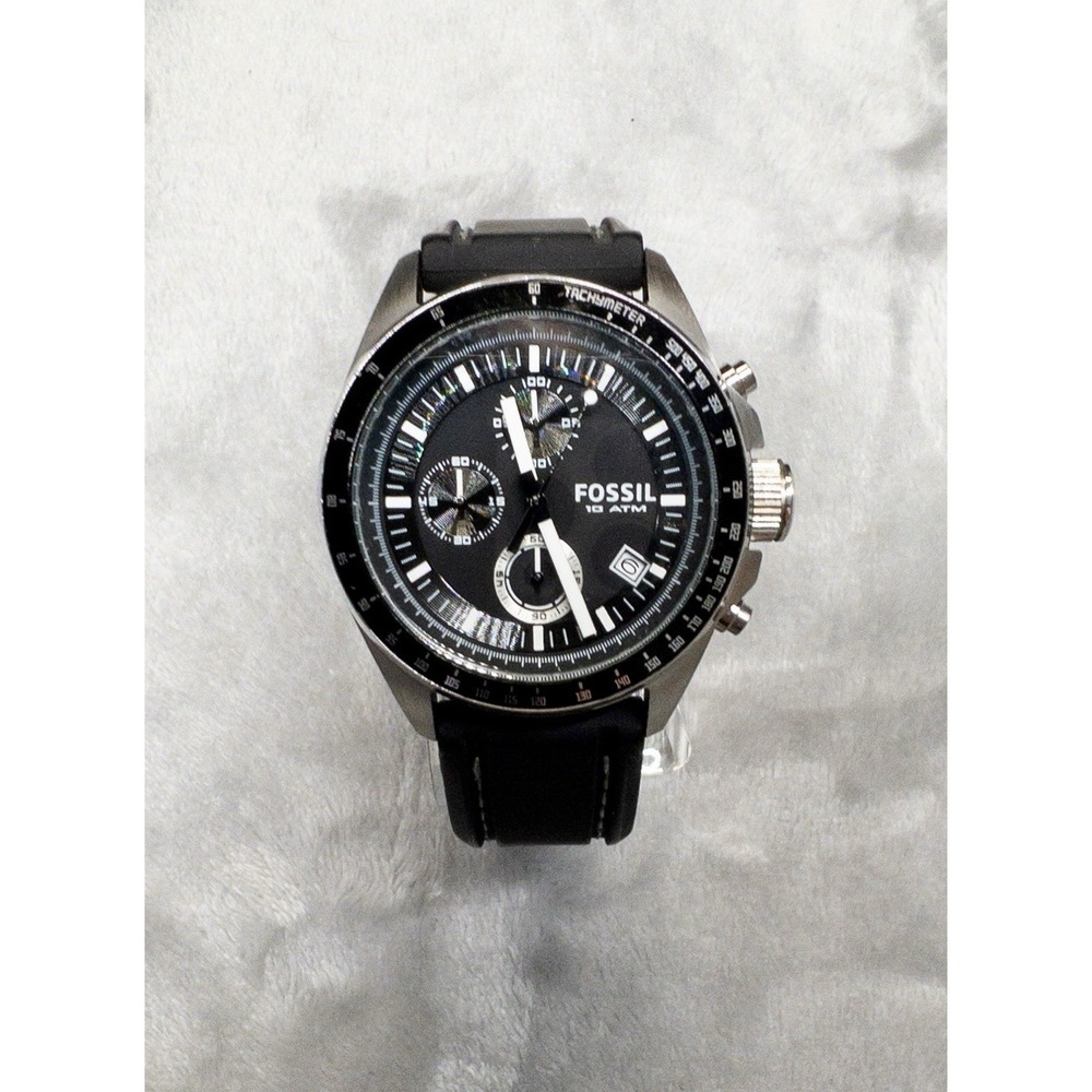 Fossil Decker CH2573 Black Dial Chronograph Mens Watch 42mm New Battery